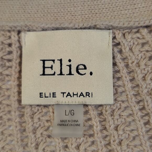Elie Tahari Women’s V-Neck Button Front Cardigan Sweater Beige L – Long Sleeve K - Picture 3 of 13